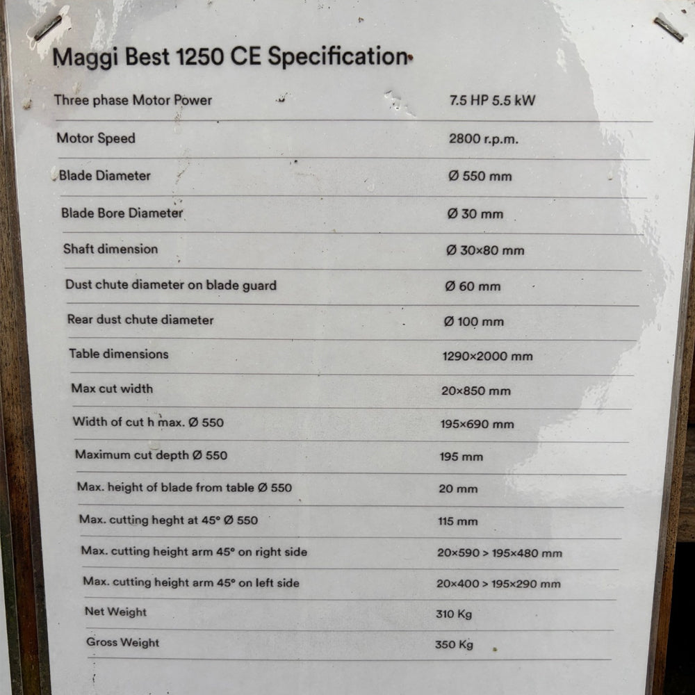 Maggi Best 1250 Radial Arm Saw - Used