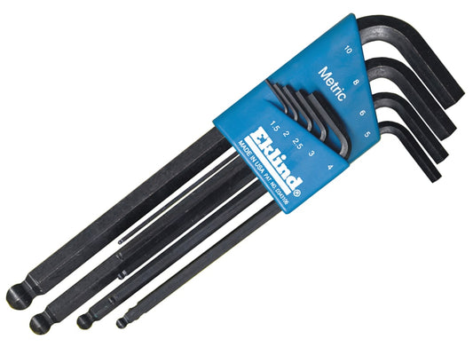 REK13609 Metric Long Ball End Hex L-Key Set, 9 Piece                            