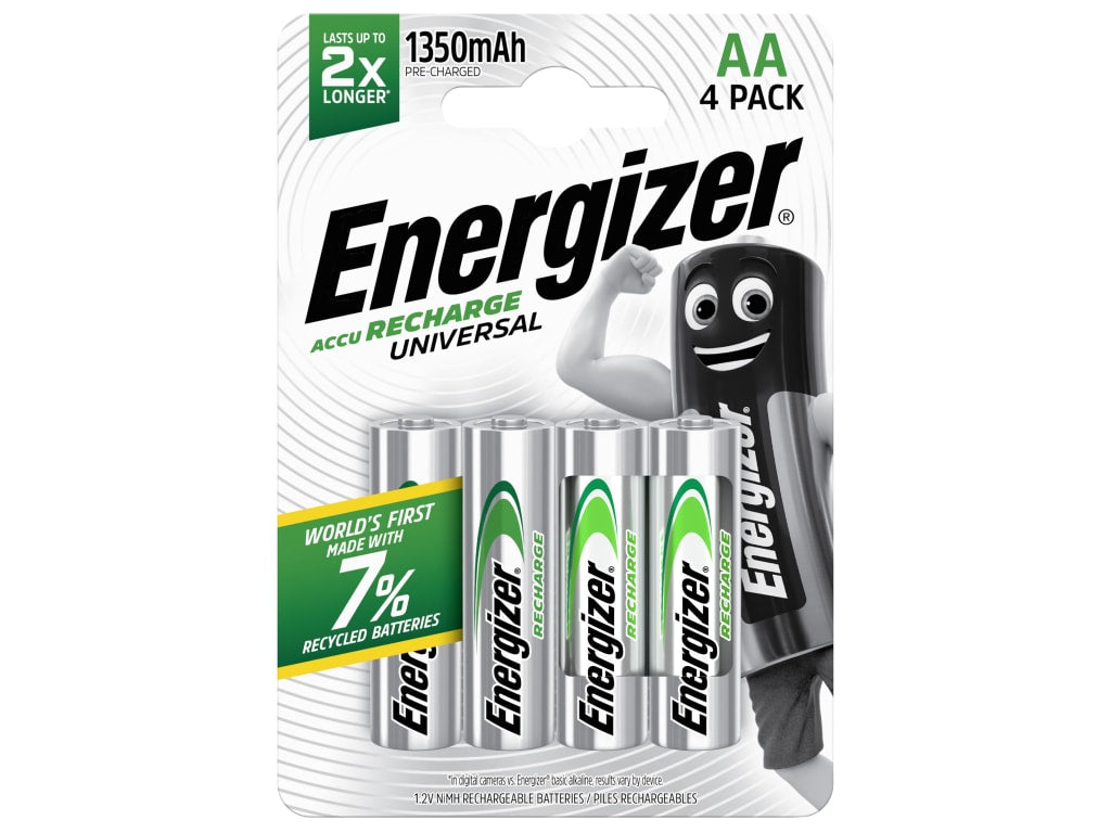 Recharge Universal AA Batteries 1300 mAh (Pack 4)                               