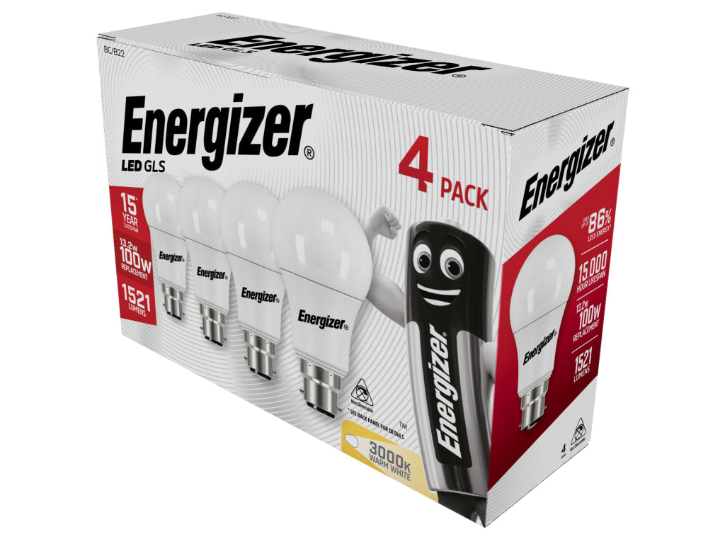LED BC (B22) Opal GLS Non-Dimmable Bulb, Warm White 1521 lm 13.2W (Pack 4)      
