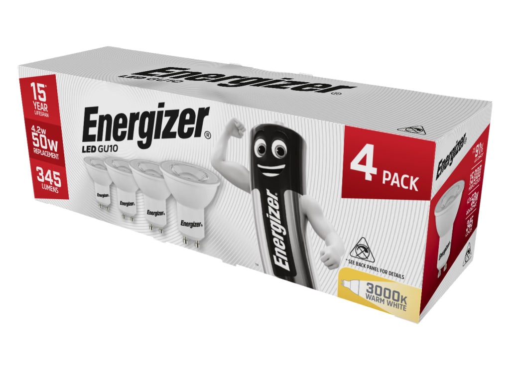 LED GU10 50° Non-Dimmable Bulb, Warm White 345 lm 4.2W (Pack 4)                 
