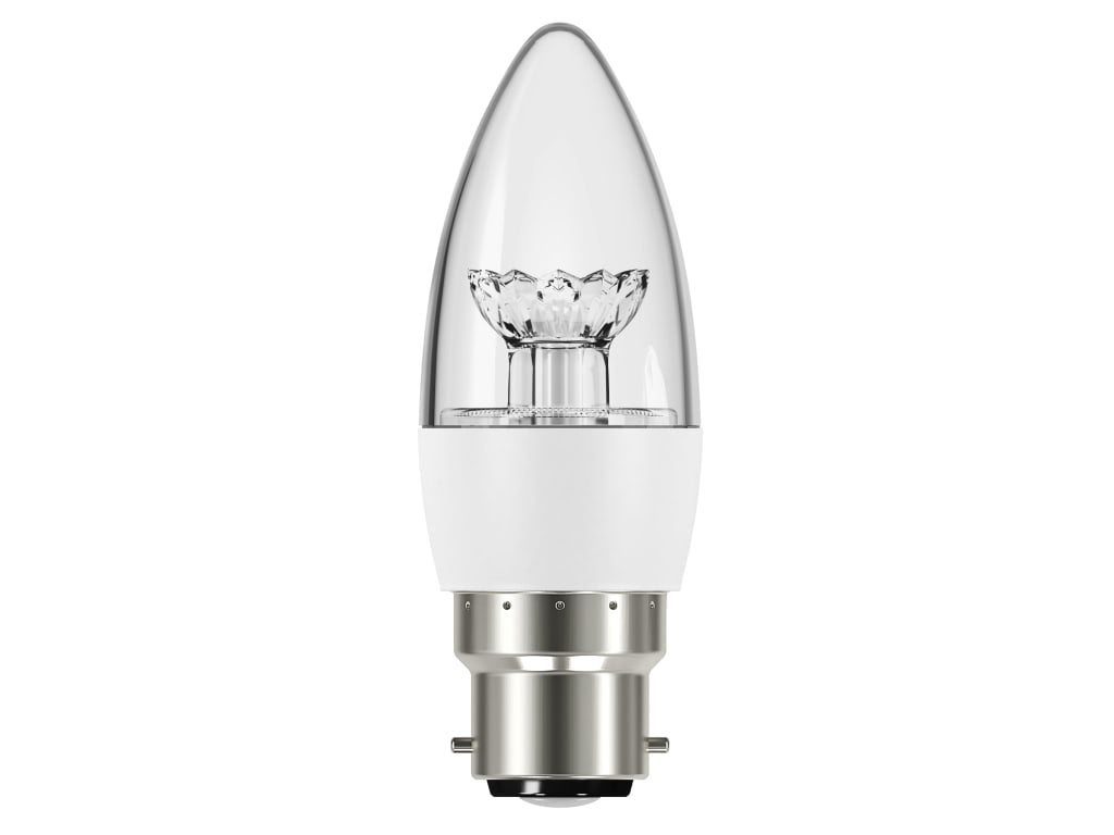 LED BC (B22) Clear Candle Dimmable Bulb, Warm White 470 lm 5.9W                 