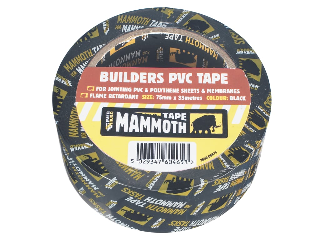 Builder's PVC Tape 50mm x 33m Black                                             