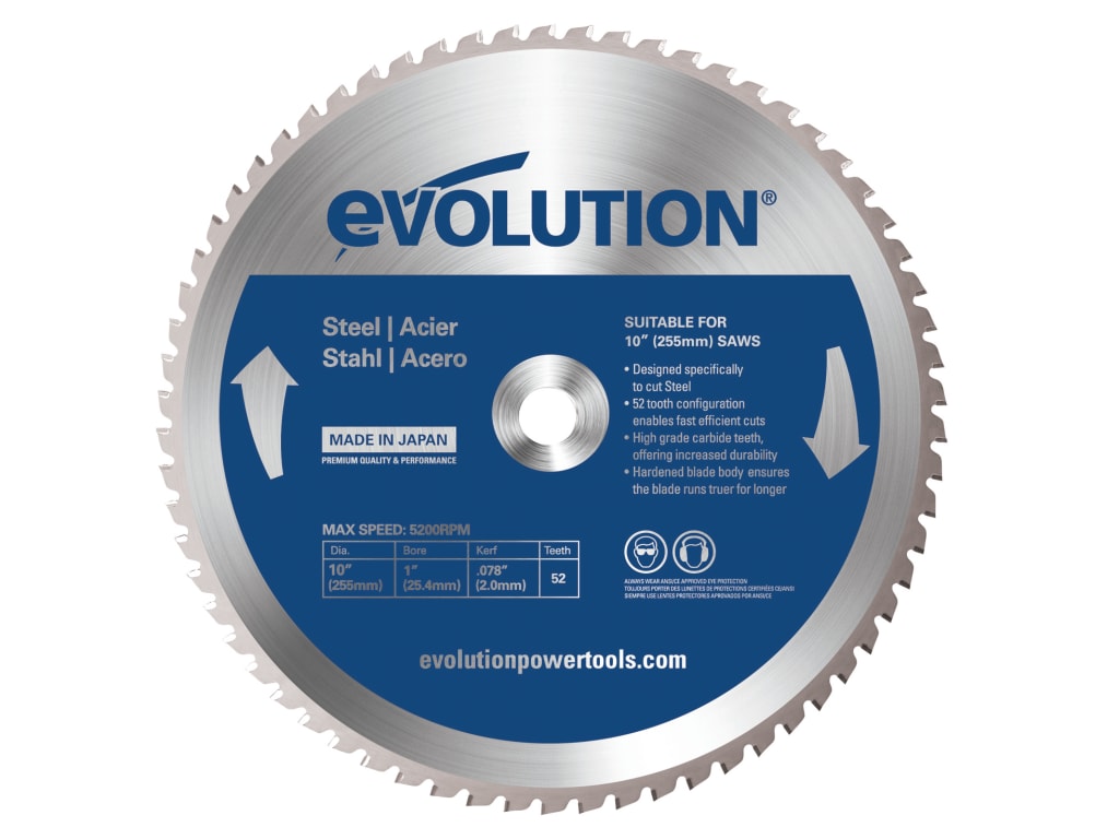 Mild Steel Cutting Mitre Saw Blade 255 x 25.4mm x 52T                           