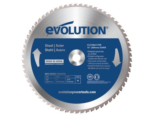 Mild Steel Cutting Mitre Saw Blade 255 x 25.4mm x 52T                           