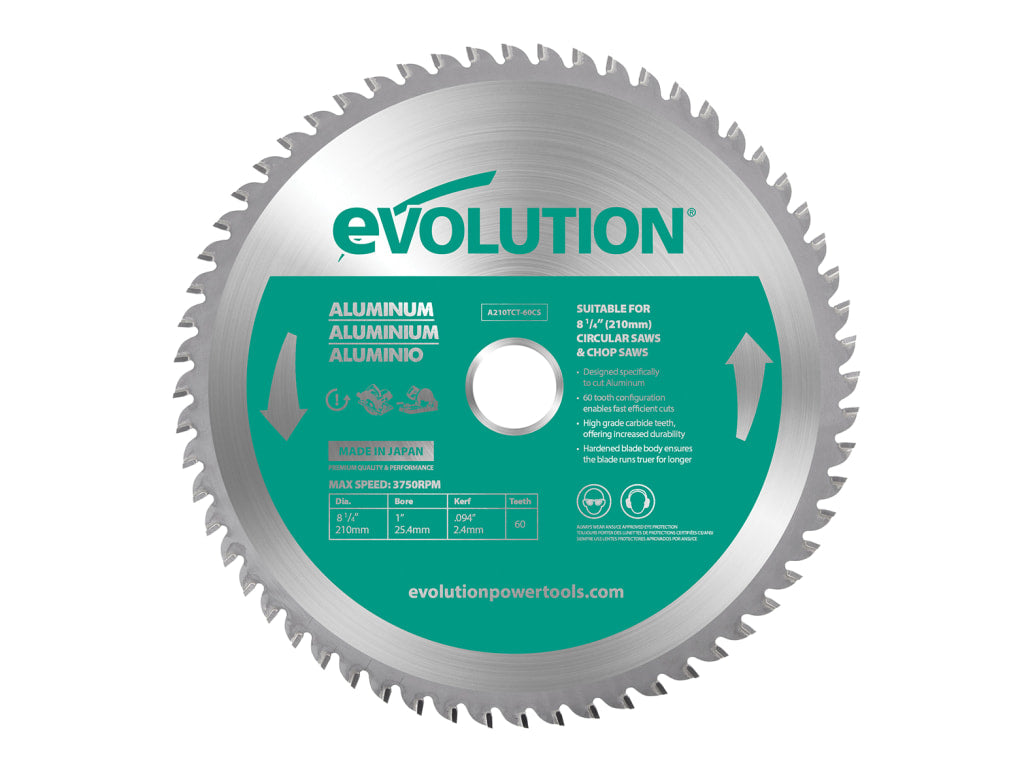 Aluminium Cutting Circular Saw Blade 210 x 25.4mm x 60T                         
