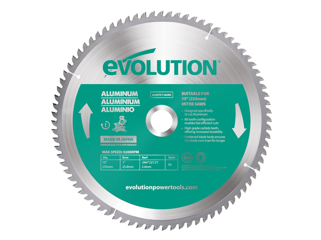 Aluminium Cutting Mitre Saw Blade 255 x 25.4mm x 80T                            