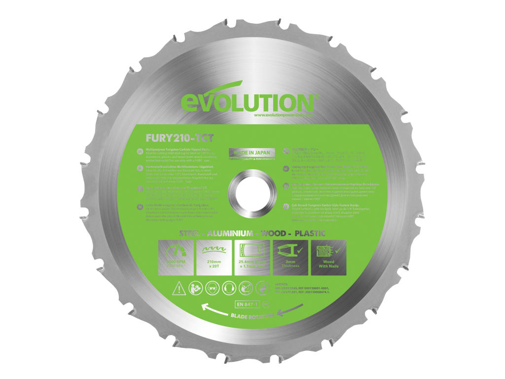 FURY® Multi-Purpose TCT Circular Saw Blade 210 x 25.4mm x 20T                   
