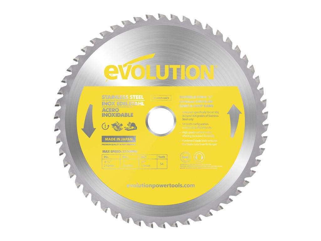 Stainless Steel Cutting Circular Saw Blade 210 x 25.4mm x 54T                   