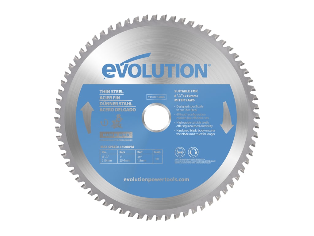 Thin Steel Cutting Mitre Saw Blade 210 x 25.4mm x 68T                           