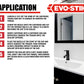 Evo-Stik application guide with a bathroom setting