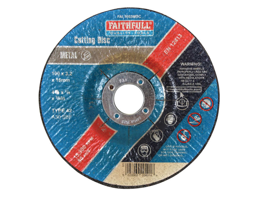 Depressed Centre Metal Cut Off Disc 100 x 3.2 x 16mm                            