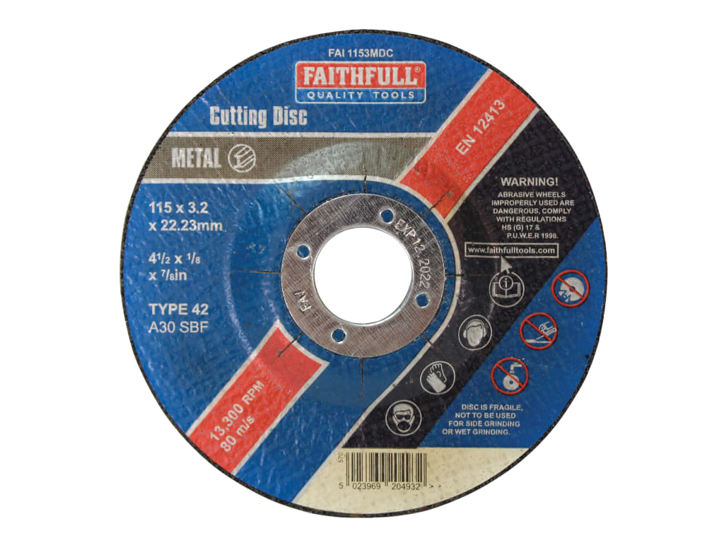 Depressed Centre Metal Cutting Disc 115 x 3.2 x 22.23mm                         