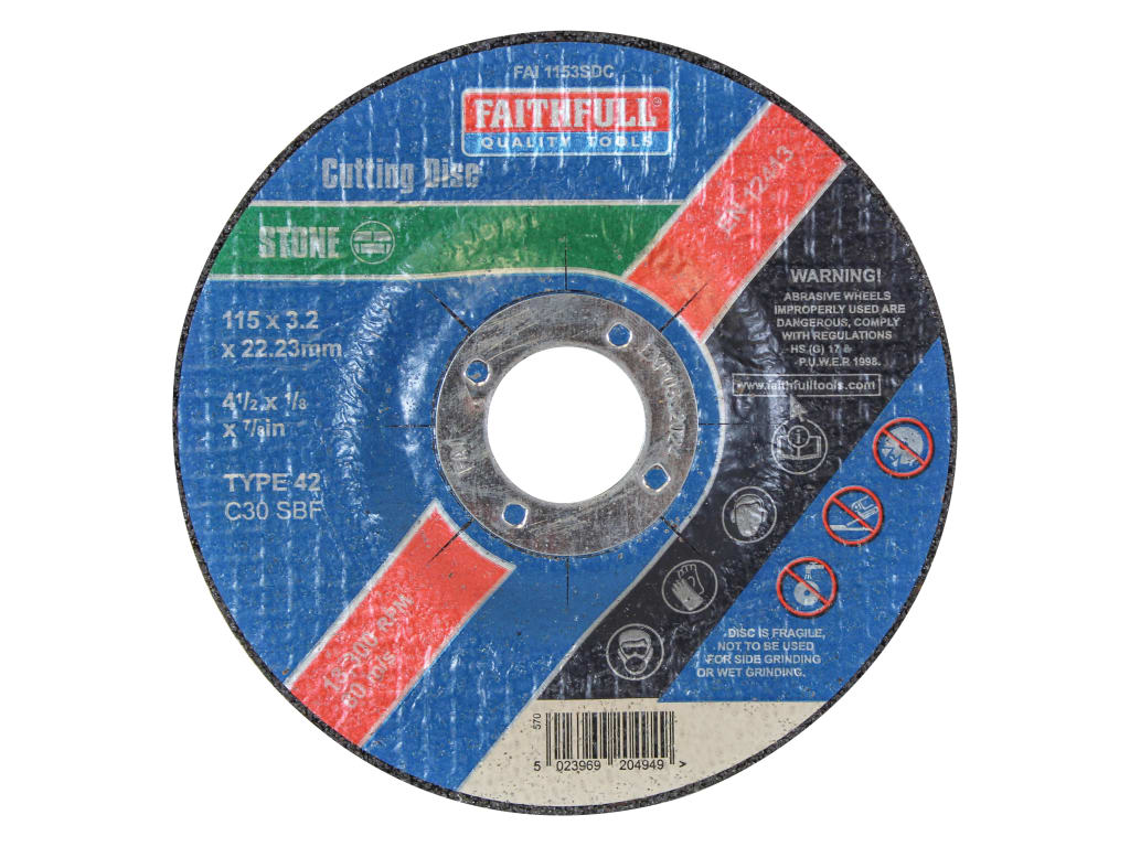 Depressed Centre Stone Cutting Disc 115 x 3.2 x 22.23mm                         