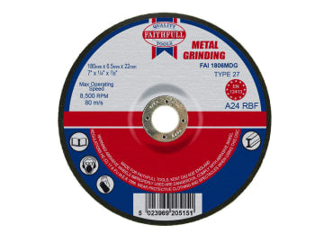 Depressed Centre Metal Grinding Disc 180 x 6.5 x 22.23mm                        