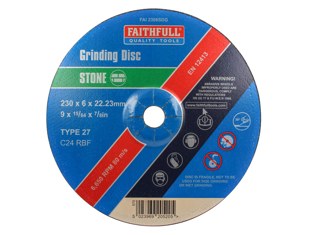 Depressed Centre Stone Grinding Disc 230 x 6 x 22.23mm                          