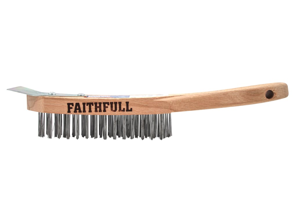 Heavy-Duty Scratch Brush with Scraper - 4 Row                                   