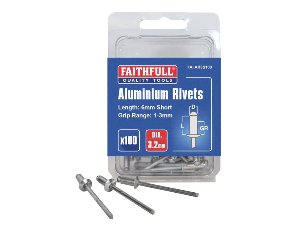 Aluminium Rivets 3.2 x 6mm Short Pre-Pack of 100                                
