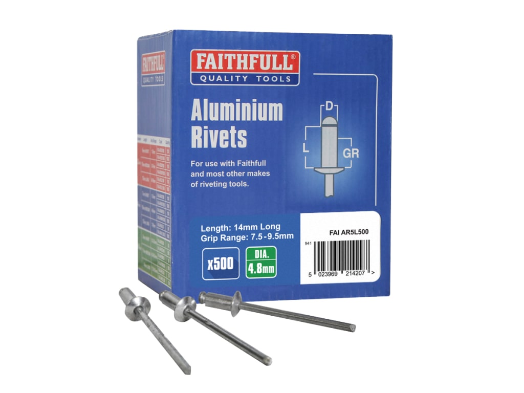 Aluminium Rivets 4.8 x 14mm Long Bulk Pack of 500                               