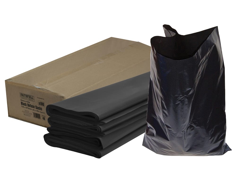 Heavy-Duty Black Refuse Sacks (Pack 100)                                        