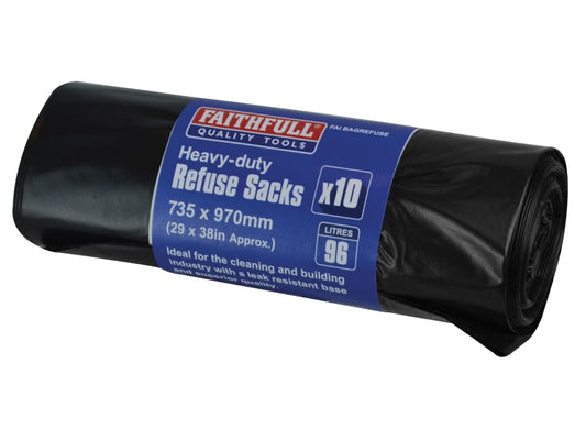 Heavy-Duty Black Refuse Sacks (Roll 10)                                         