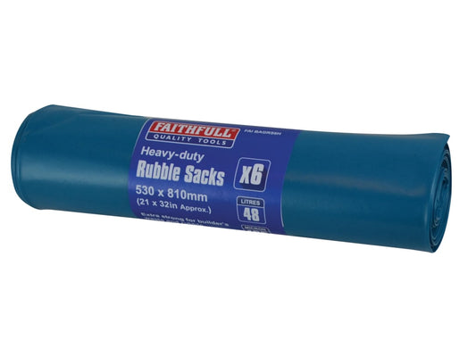 Blue Heavy-Duty Rubble Sacks (Roll 6)                                           