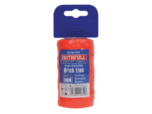 Hi-Vis Nylon Brick Line 100m (330ft) Orange                                     