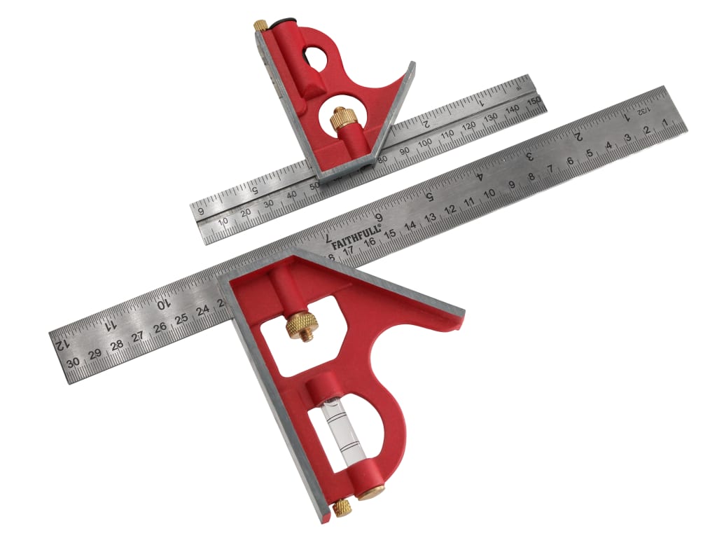 Combination Square Twin Pack 150mm (6in) & 300mm (12in)                         