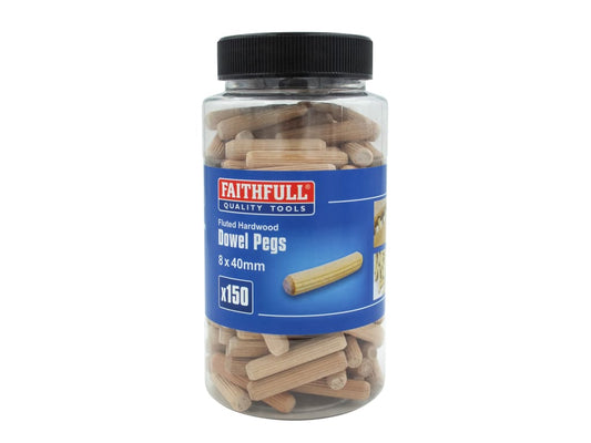 Wood Dowels Fluted 40 x 8mm (Tub 150)                                           
