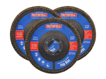 Aluminium Oxide Flap Disc 115 x 22mm 120 Grit (3 Pack)                          