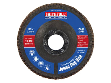 Zirconia Abrasive Jumbo Flap Disc 115 x 22mm 40 Grit                            