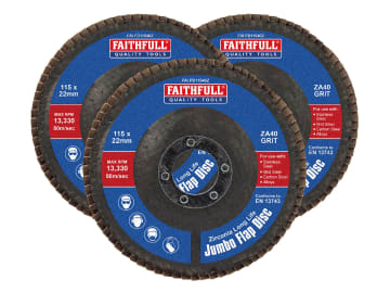 Zirconia Abrasive Jumbo Flap Disc 115 x 22mm 40 Grit (3 Pack)                   
