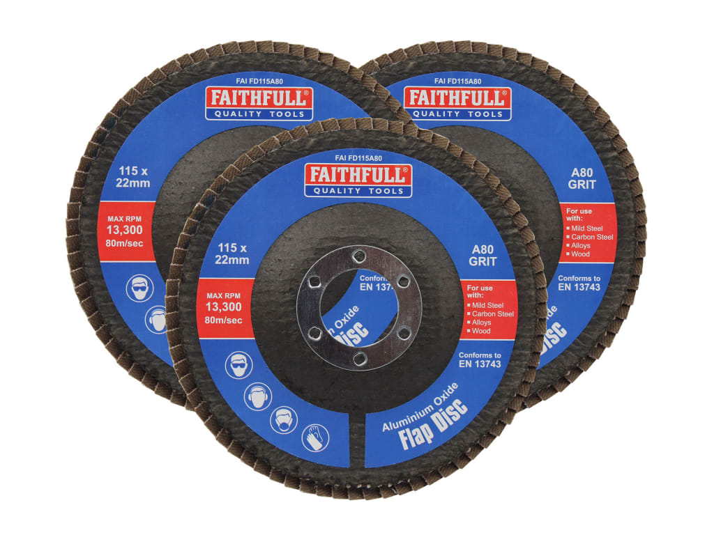 Aluminium Oxide Flap Disc 115 x 22mm 80 Grit (3 Pack)                           