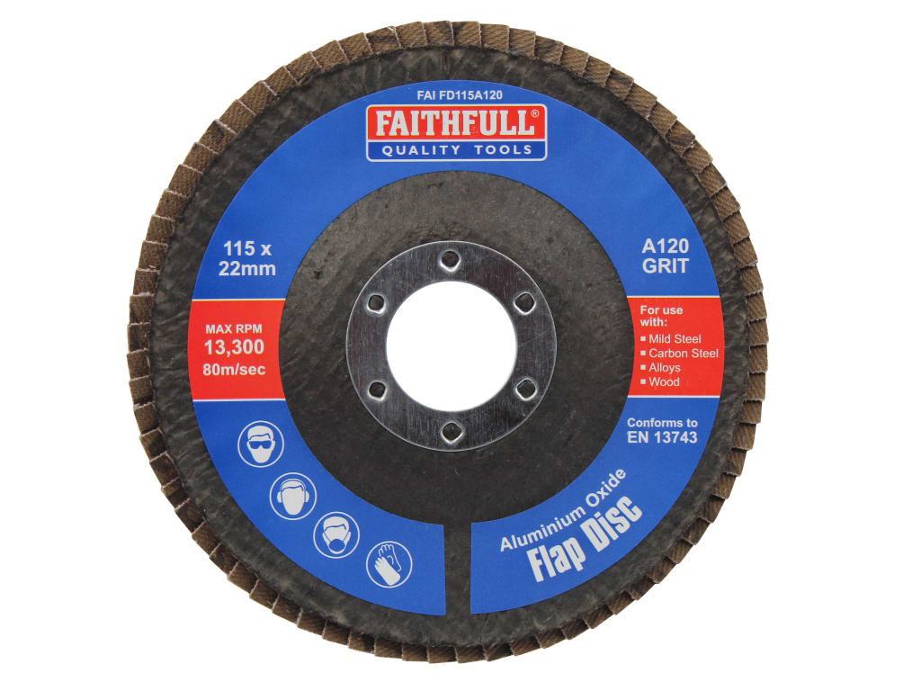 Aluminium Oxide Flap Disc 115 x 22mm 120 Grit                                   