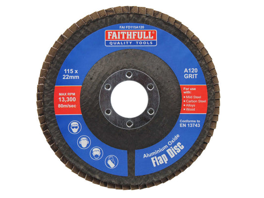 Aluminium Oxide Flap Disc 115 x 22mm 120 Grit                                   