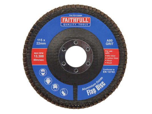 Aluminium Oxide Flap Disc 115 x 22mm 80 Grit                                    