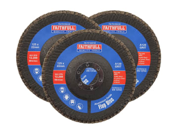 Aluminium Oxide Flap Disc 125 x 22mm 120 Grit (3 Pack)                          