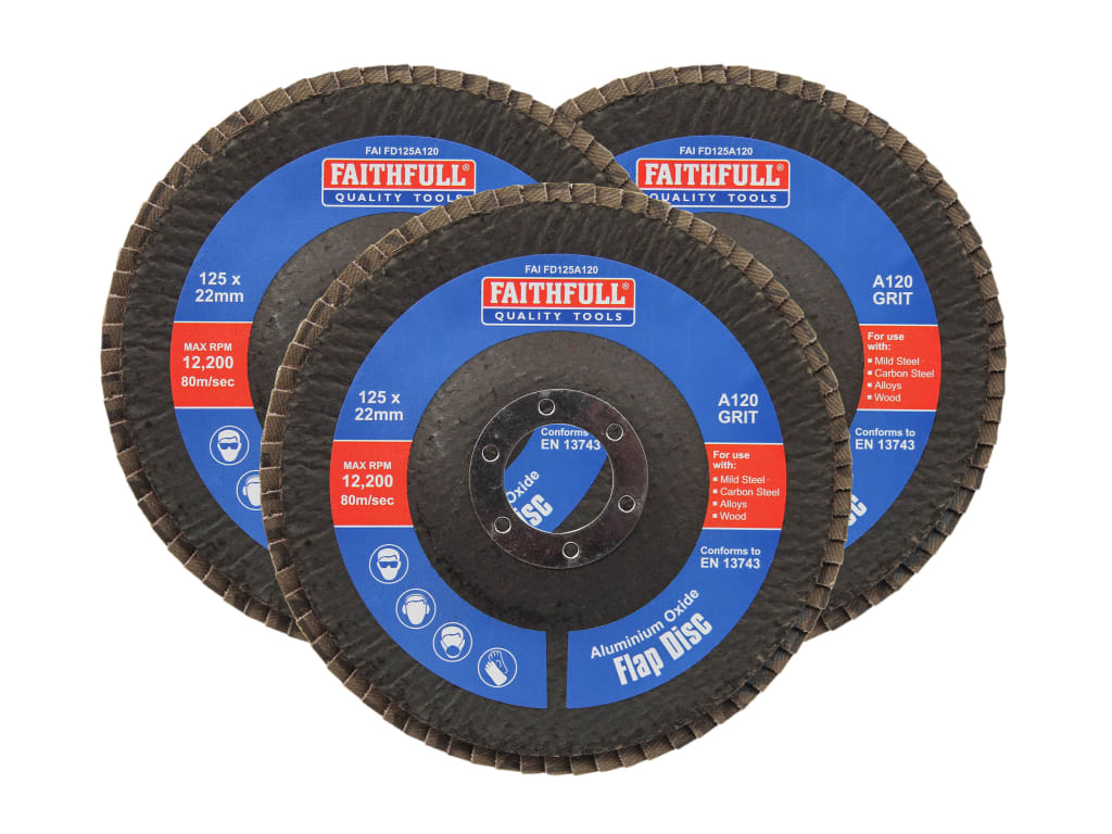 Aluminium Oxide Flap Disc 125 x 22mm 120 Grit (3 Pack)                          