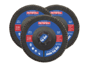 Zirconia Abrasive Jumbo Flap Disc 125 x 22mm 120 Grit (3 Pack)                  