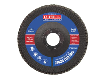 Zirconia Abrasive Jumbo Flap Disc 125 x 22mm 40 Grit                            