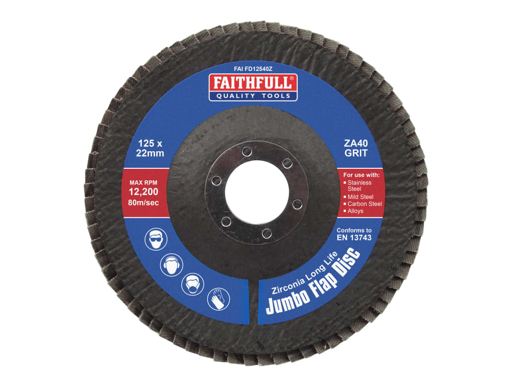 Zirconia Abrasive Jumbo Flap Disc 125 x 22mm 40 Grit                            