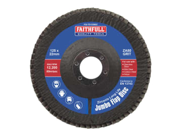 Zirconia Abrasive Jumbo Flap Disc 125 x 22mm 80 Grit                            