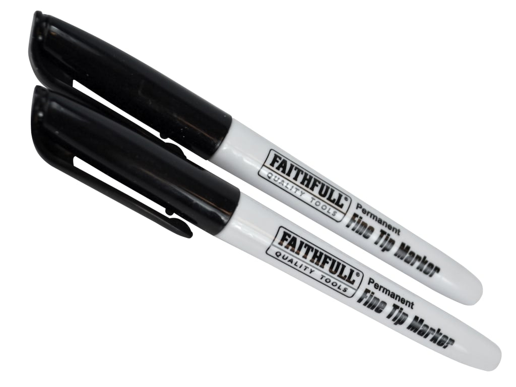 Fibre Tip Marker Pen Black (Pack 2)                                             