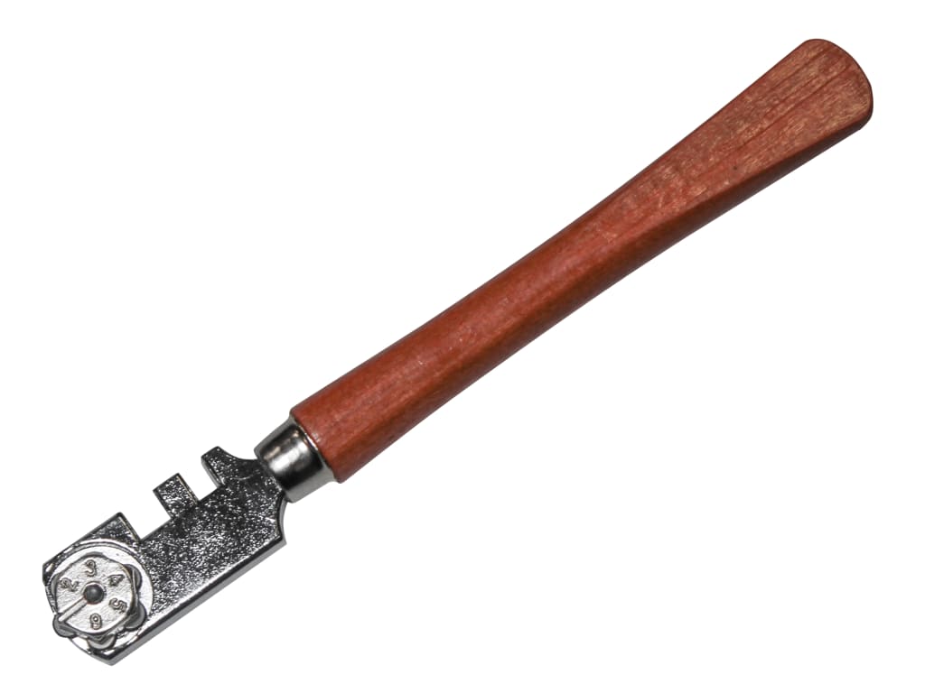 Six Wheel Glasscutter Tungsten Carbide - Wood Handle                            