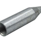Metal cone-shaped object with threaded end on a white background