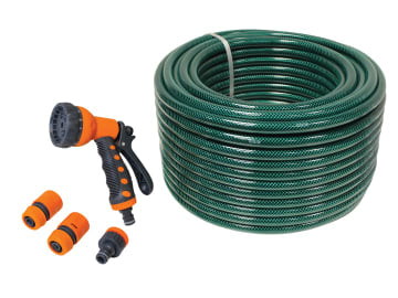 PVC Garden Hose 50m with Fittings & Spray Gun                                   