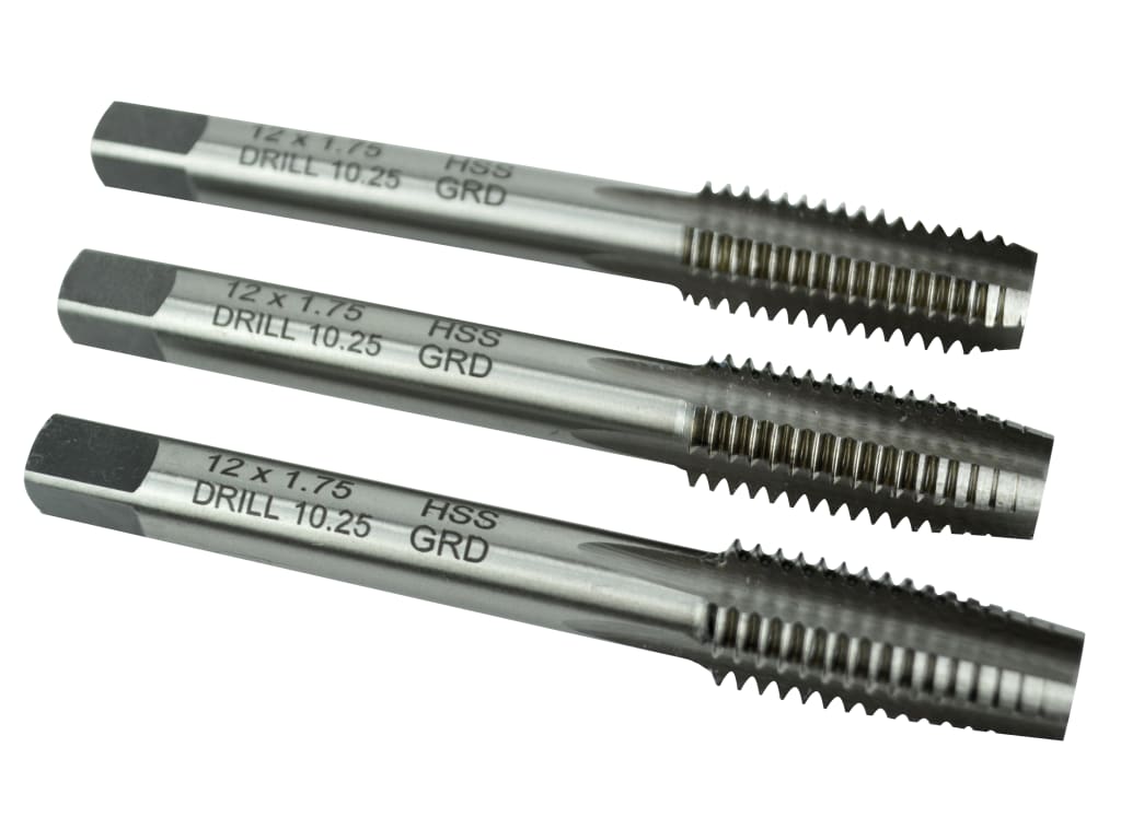 HSS Straight Flute Tap Set M12 x 1.75, 3 Piece                                  
