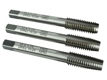 HSS Straight Flute Tap Set M12 x 1.75, 3 Piece                                  