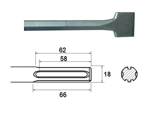 SDS Max Straight Scaling Chisel 50 x 400mm                                      