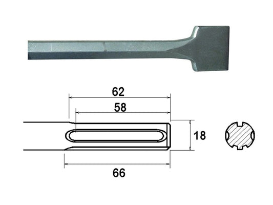 SDS Max Straight Scaling Chisel 75 x 300mm                                      